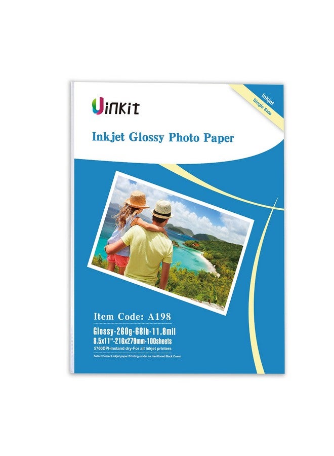 Uinkit 100 Sheets Heavyweight Thick Glossy Photo Paper 8.5x11 Inkjet 68lb 260Gsm DIY Greeting Card Placemat Craft Project Signage Christmas Poster 11.8Mil for Inkjet printer - Image 1