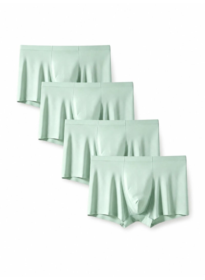 4 Pack Men's Ice Silk Boxer Briefs, Cooling Ultra-Thin Antibacterial Seamless Breathable, Moisture Wicking for Summer Daily Wear - Image 2
