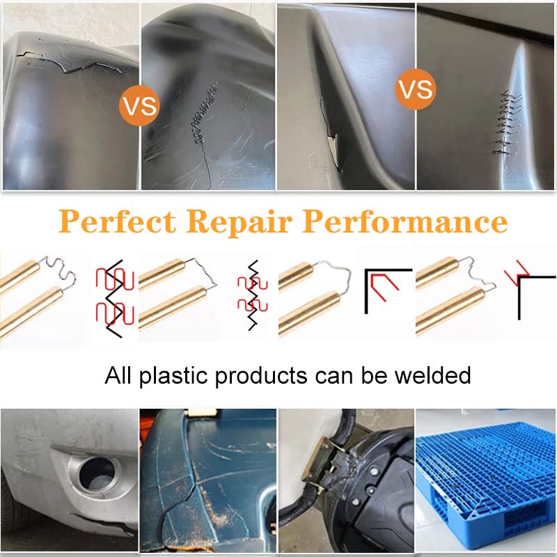 Miotorio Plastic Welding Machine Car Bumper Repair Kit,Hot Stapler Plastic Repair Welder Soldering Kit,6Types 1050 Staples,Hot Staple Gun Plastic Welder&Flat/Outside Corner/Inside Corner/Wave Staples - Image 5