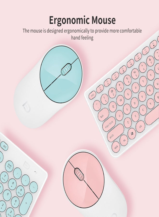 FUDE Wireless iK6630 Keyboard& Combo 2.4GHz Cute Round Key Set Smart Power-Saving Silent Clicks Slim Combo Replacement for Laptop Computer TV and Mac Green - Image 4