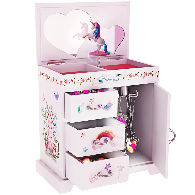 Pretty Me Unicorn Musical Jewelry Box for Kids - Unicorn Gifts for Girls, Ages 3-8, Best Princess Room Unicorn Toys Gift for Age 3, 4, 5, 6, 7, 8 Year Old Little Girl - Birthday Present Toy Ideas Music Box  - Image 1