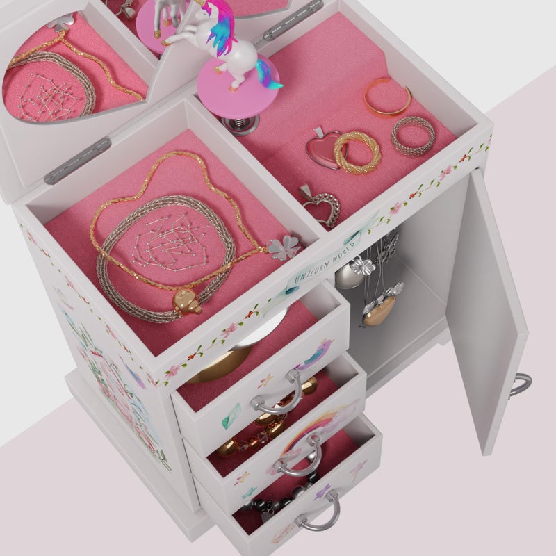 Pretty Me Unicorn Musical Jewelry Box for Kids - Unicorn Gifts for Girls, Ages 3-8, Best Princess Room Unicorn Toys Gift for Age 3, 4, 5, 6, 7, 8 Year Old Little Girl - Birthday Present Toy Ideas Music Box  - Image 3