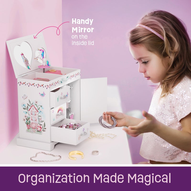 Pretty Me Unicorn Musical Jewelry Box for Kids - Unicorn Gifts for Girls, Ages 3-8, Best Princess Room Unicorn Toys Gift for Age 3, 4, 5, 6, 7, 8 Year Old Little Girl - Birthday Present Toy Ideas Music Box  - Image 2