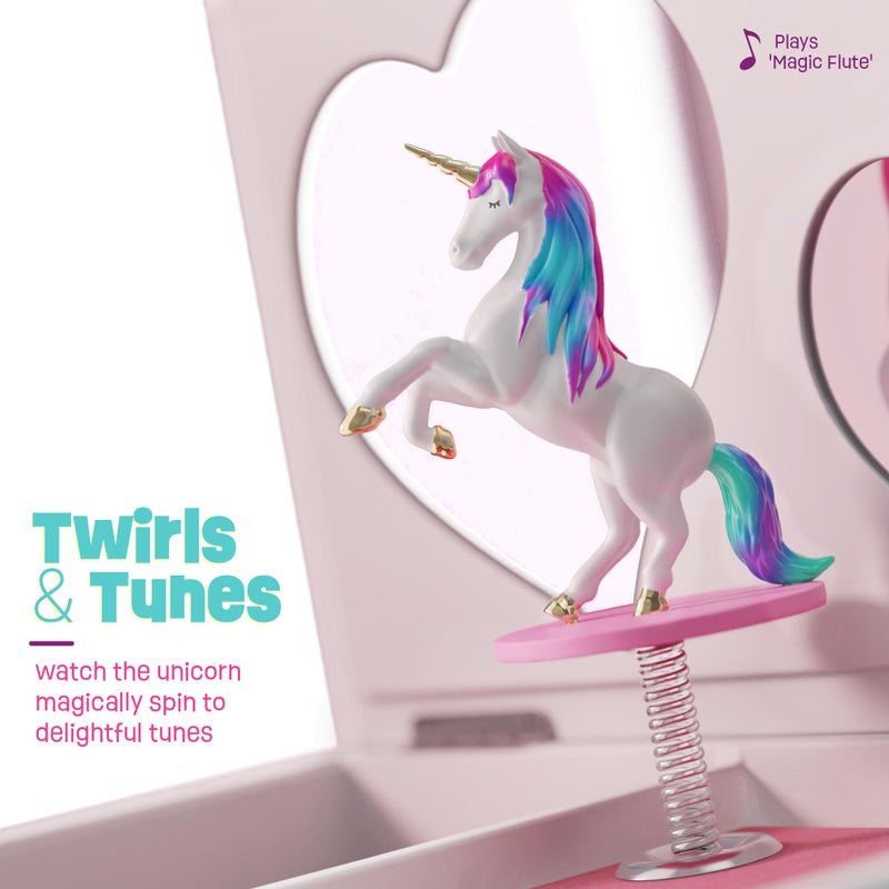 Pretty Me Unicorn Musical Jewelry Box for Kids - Unicorn Gifts for Girls, Ages 3-8, Best Princess Room Unicorn Toys Gift for Age 3, 4, 5, 6, 7, 8 Year Old Little Girl - Birthday Present Toy Ideas Music Box  - Image 4
