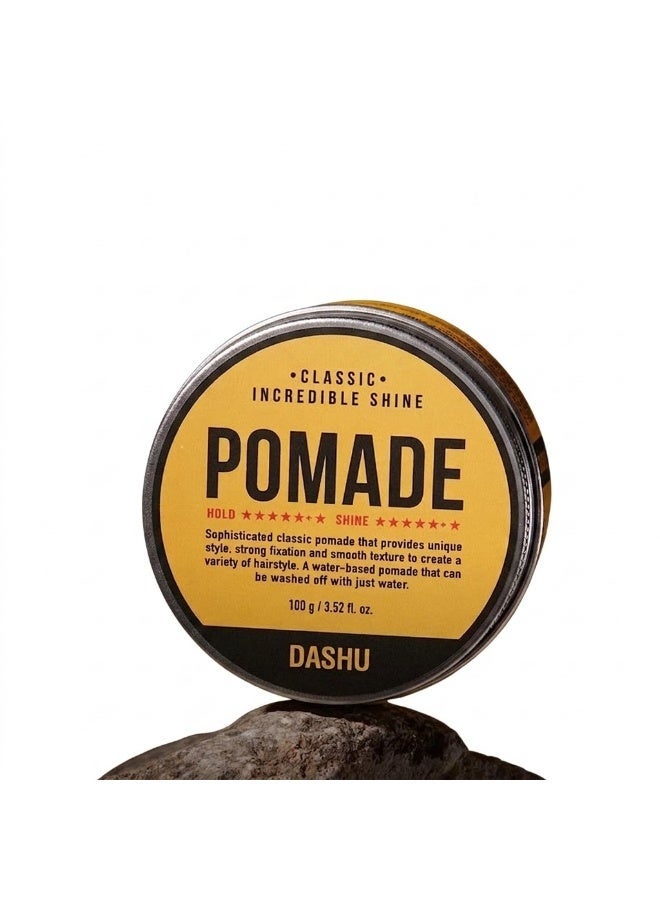 DASHU Classic Incredible Shine Pomade - Glossy Finish, Strong Hold, Water-Based, 100g - Image 1