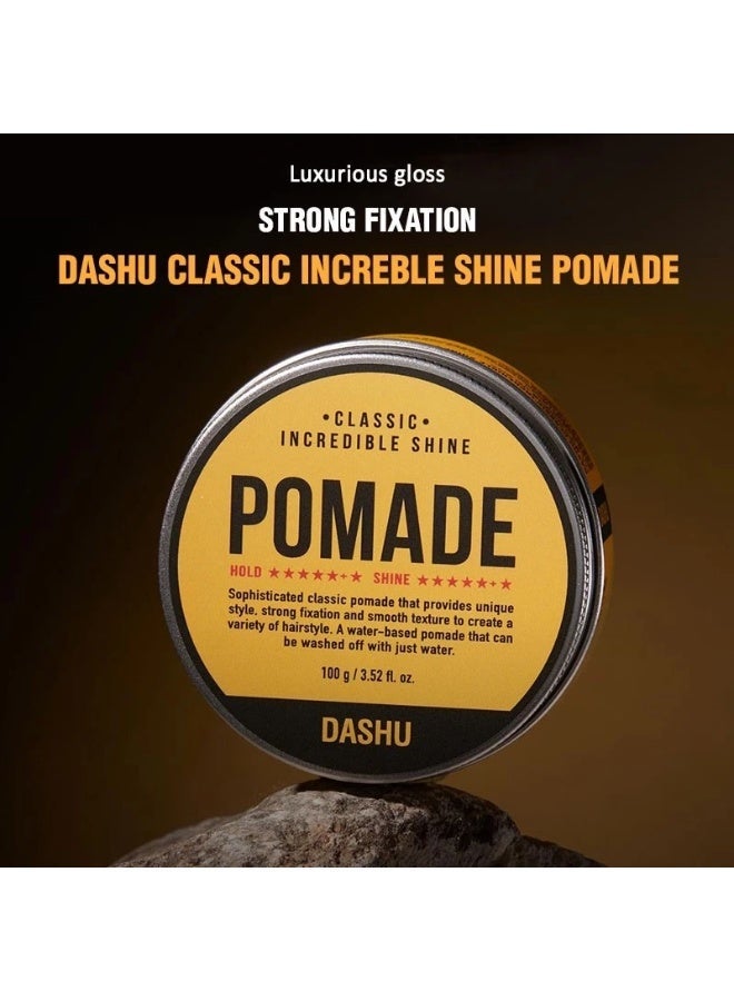 DASHU Classic Incredible Shine Pomade - Glossy Finish, Strong Hold, Water-Based, 100g - Image 2