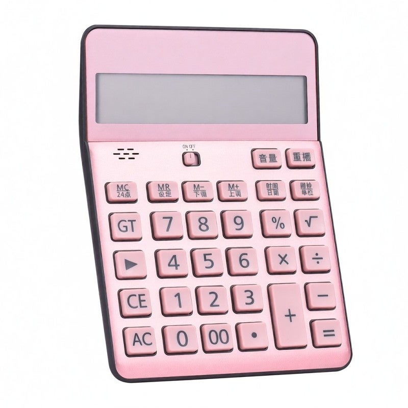 Electronic Calculator Musical Desktop Calculator 12 Digit Large LCD Display Accounting Calculator with Music Piano Play Function Time Date Alarm Clock Setting Volume Control for Office Business Classroom Home - Image 3