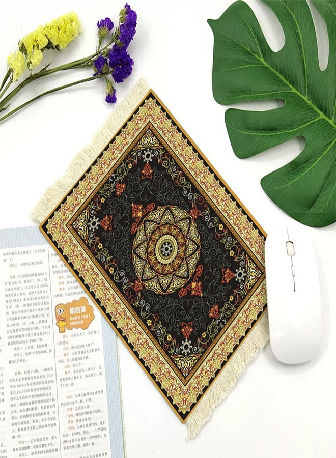 Aramu Vintage Mini Mouse Pad Coasters Oriental Mousepad Floral Style Funny Desk Mat Coasters Graduation Gift for Boho Doll House Rug with Anti Slip Rubber Base for Desk(Classic Style) - Image 1