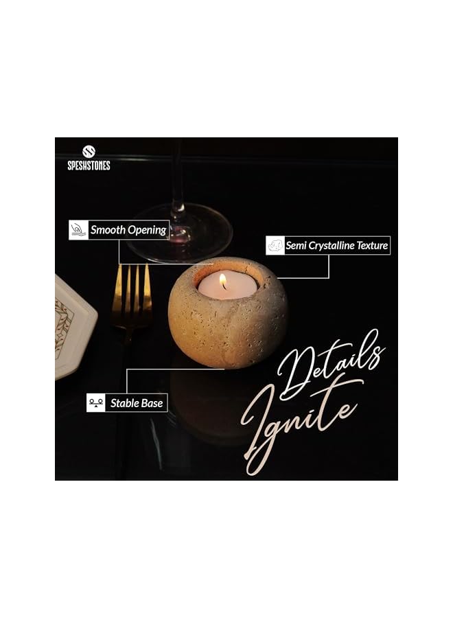 The Bros Travertine 2.5" Handmade Tealight Candle Holder – Stone Votive & Tea Light Holder. - Image 4