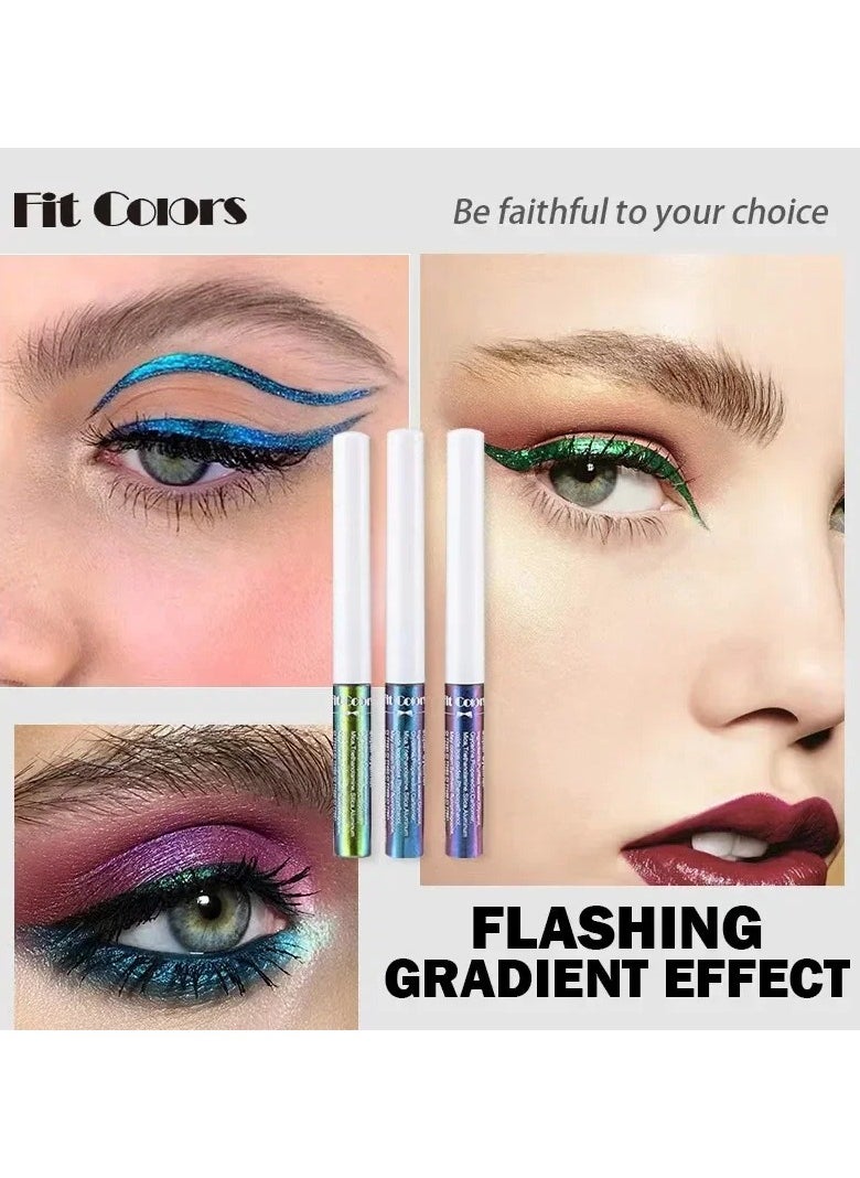 Fit Colors Shiny Metallic Eyeshadow Liner Chameleon Multi Chrome Eyeliner Liquid Pearl Gloss Color Aurora Eyes Makeup Glitter Pigment (1Pc)  - Image 2