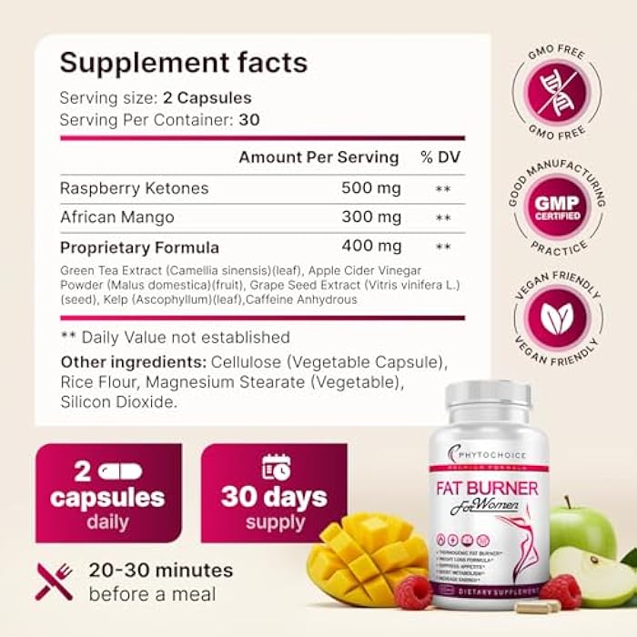 PhytoChoice Belly Fat Burner for Women – Powerful Weight Loss Pills That Target Stubborn Belly & Thigh Fat – Thermogenic Metabolism Booster, Appetite Suppressant & Bloating Relief – Advanced Slimming Formula - Image 4