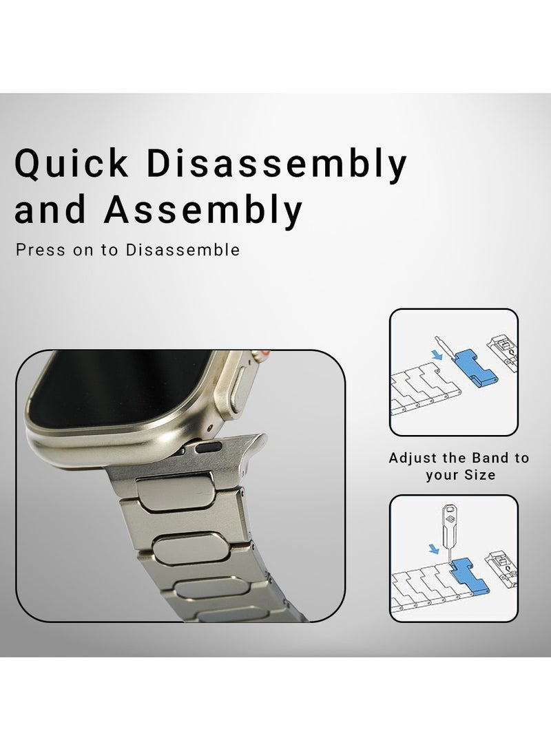 A-Case its My Case Apple Watch Ultra 2 Titanium Band 49mm Compatible with Apple Watch Ultra 2 & Ultra 1, Lightweight Grade 2 Titanium Metal Band with DLC Scratch Protection, Magnetic Buckle, Waterproof & Adjustable Bracelet Strap for Active Lifestyles — Titanium - Image 2