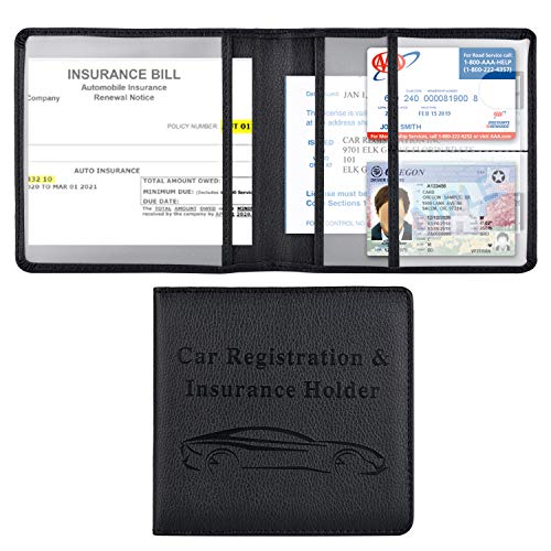 Cacturism Car Registration and Insurance Holder Vehicle Glove Box Car Organizer Men Women Wallet Accessories Case for Cards Essential Document Driver License Black - Image 1