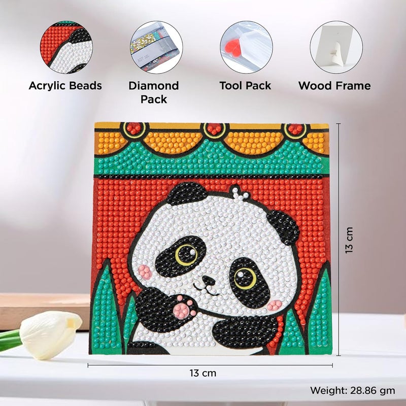 UMAI Diamond Painting Kit 13x13cm DIY Craft Kit for Kids 612 Age Group Art and Craft Kit Craft Materials Home Decor Items Indoor Art Kit for Girls Boys Birthday Gift for Girls Panda - Image 5