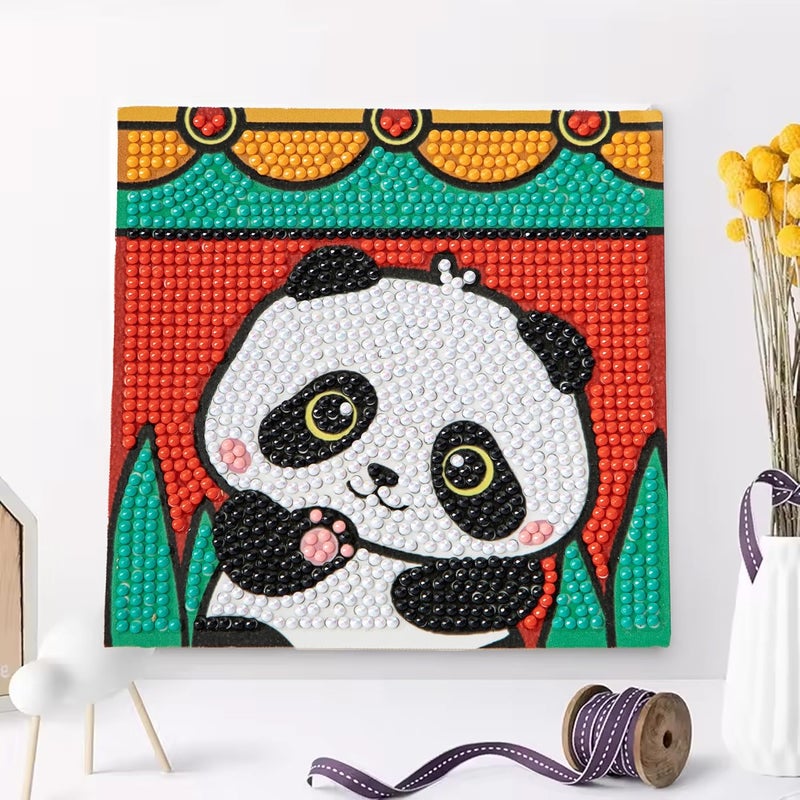 UMAI Diamond Painting Kit 13x13cm DIY Craft Kit for Kids 612 Age Group Art and Craft Kit Craft Materials Home Decor Items Indoor Art Kit for Girls Boys Birthday Gift for Girls Panda - Image 1