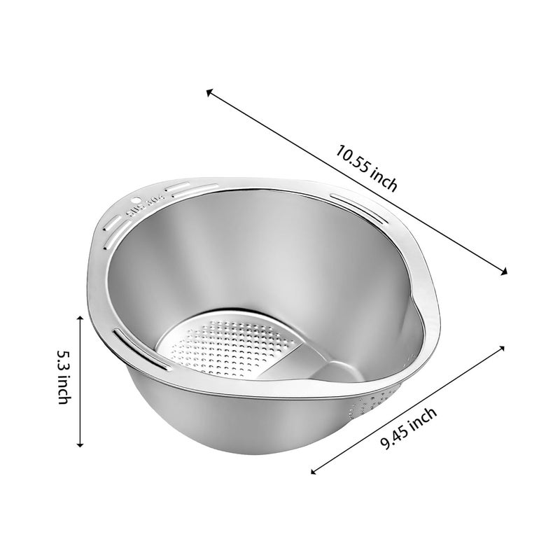 SohoTeco Rice Washing Bowls Set of 2 Rice Rinser Strainer 4in1 Stainless Steel Colander Versatile Colanders Strainers for Washing Vegetables Fruits Beans Pasta - Image 5