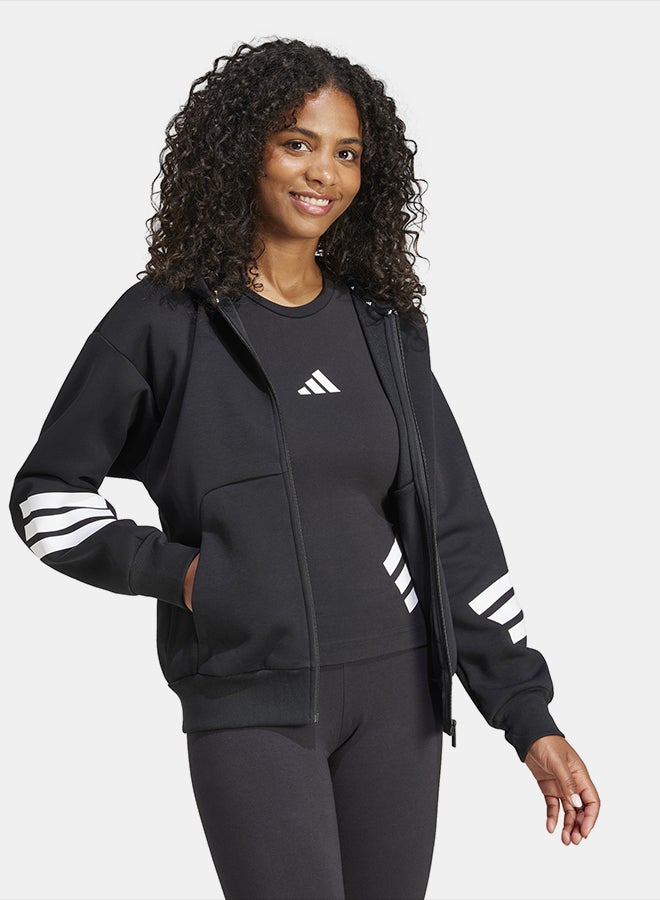 Adidas هودي بغطاء رأس بسحاب كامل 3 خطوط أيقونات المستقبل - Image 3