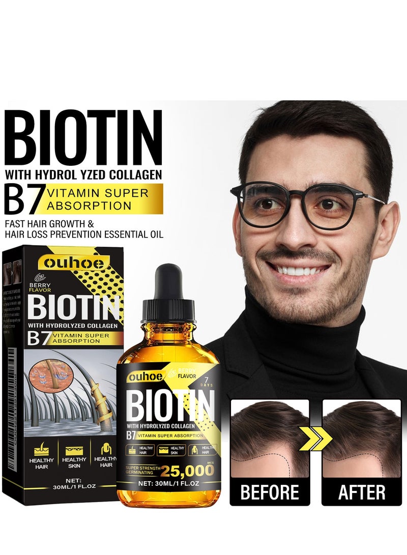 Biotin With Hydrolyzed Collagen B7 Vitamin Super Absorption,Fast Hair Growth & Hair Loss Prevention Essential Oil 30ml