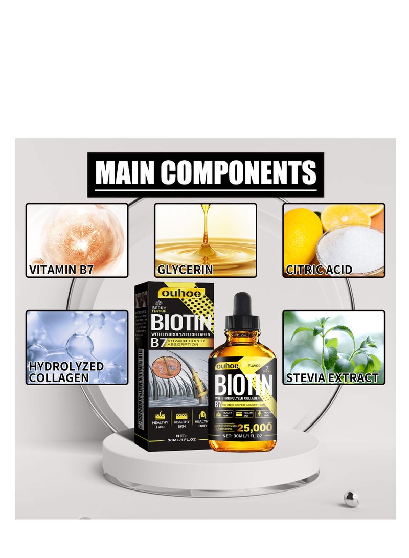 Biotin With Hydrolyzed Collagen B7 Vitamin Super Absorption,Fast Hair Growth & Hair Loss Prevention Essential Oil 30ml
