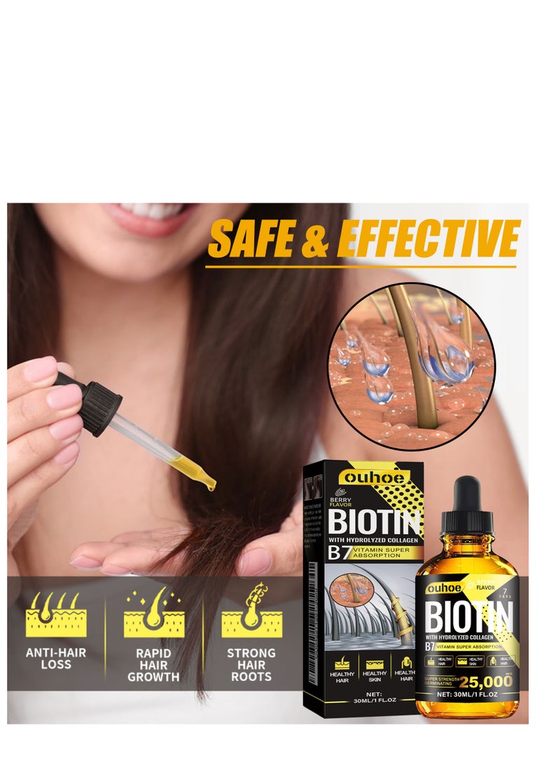 Biotin With Hydrolyzed Collagen B7 Vitamin Super Absorption,Fast Hair Growth & Hair Loss Prevention Essential Oil 30ml