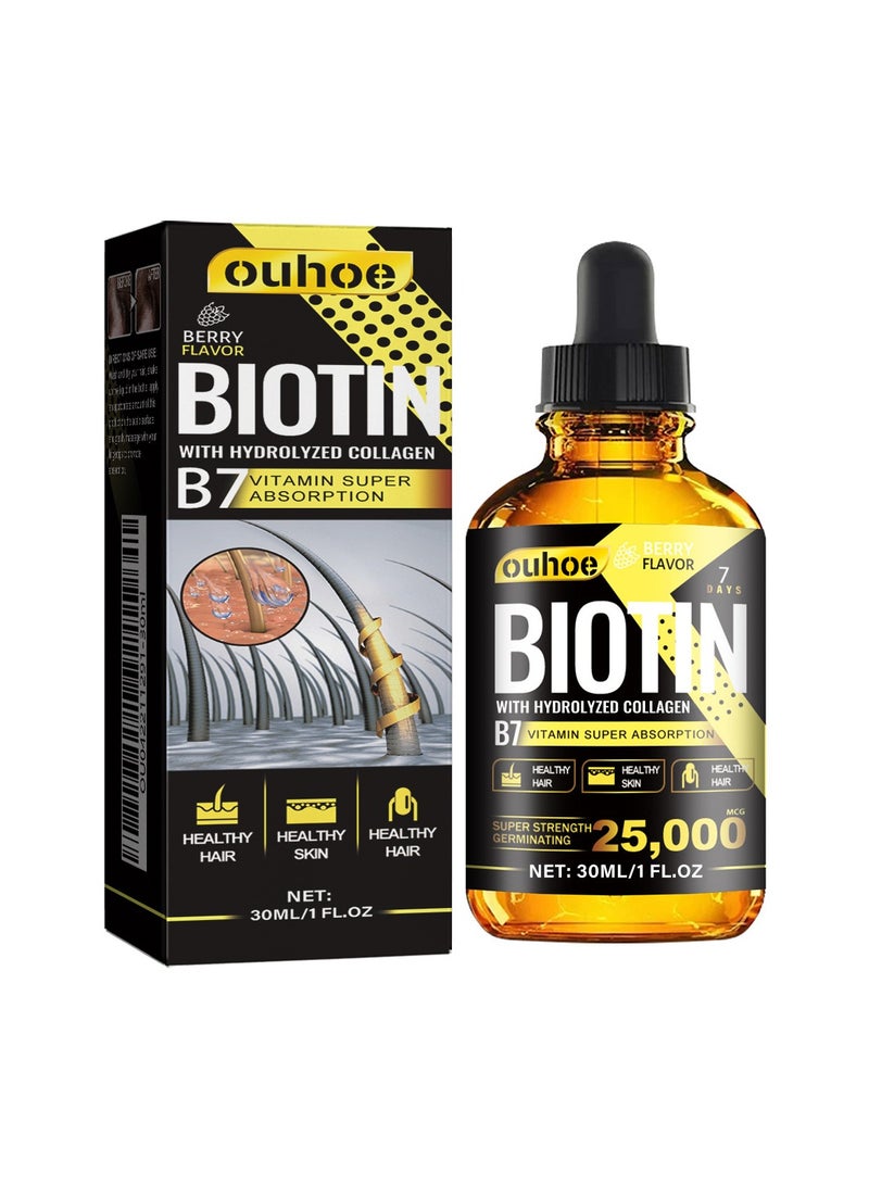 Biotin With Hydrolyzed Collagen B7 Vitamin Super Absorption,Fast Hair Growth & Hair Loss Prevention Essential Oil 30ml