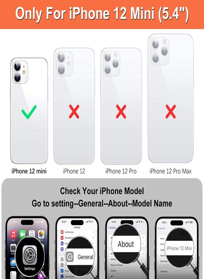 آي كوفر كايس جراب iCoverCase متوافق مع هاتف iPhone 12 Mini، جراب محفظة مع حامل بطاقات للنساء، جراب من الجلد الصناعي PU منقوش مانع لتقنية RFID مع حزام معصم، مقاس 5.4 بوصة (لون بنفسجي على شكل قلب) - Image 2