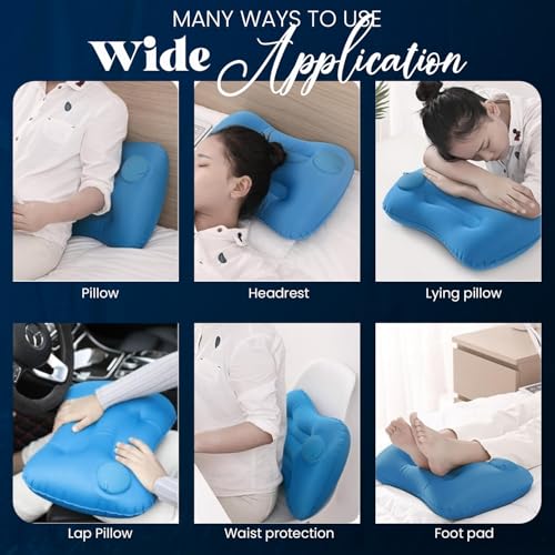 Homeaura Inflatable Travel Air Filled Pillow - Ultralight Camping Pillow For Lumbar Support - Compressible Neck Pillow For Camping, Hiking, And Travel (Sky Blue) - Image 4
