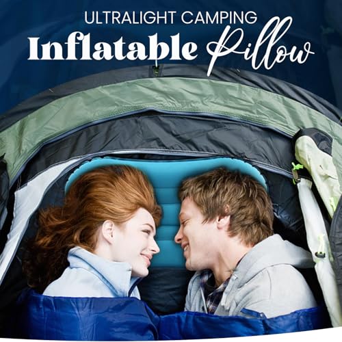 Homeaura Inflatable Travel Air Filled Pillow - Ultralight Camping Pillow For Lumbar Support - Compressible Neck Pillow For Camping, Hiking, And Travel (Sky Blue) - Image 2