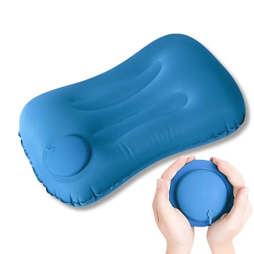 Homeaura Inflatable Travel Air Filled Pillow - Ultralight Camping Pillow For Lumbar Support - Compressible Neck Pillow For Camping, Hiking, And Travel (Sky Blue) - Image 1