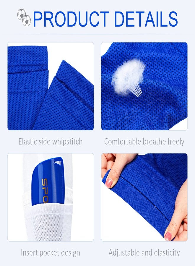 Boyiee 3 Pairs Kids Shin Guard Sleeves Youth Soccer Shin Guard Socks Breathable Calf Covers Holders Soccer Socks with Pockets(White, Black, Blue,Medium) - Image 2