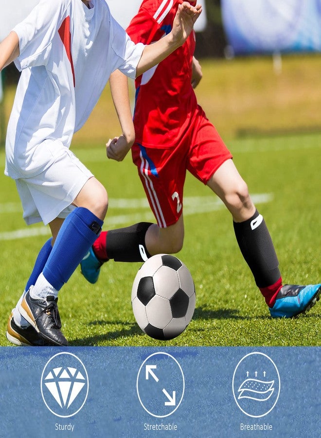 Boyiee 3 Pairs Kids Shin Guard Sleeves Youth Soccer Shin Guard Socks Breathable Calf Covers Holders Soccer Socks with Pockets(White, Black, Blue,Medium) - Image 5