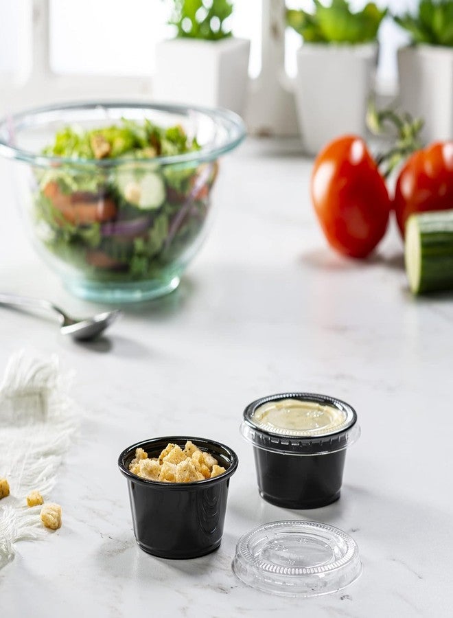 V4L Black Round Takeout Food Containers Food Storage Containers With Lids Freezer Safe | Meal Prep | Microwavable Dishwasher | Leakproof | BPA Free (100ml Pack of 50) - Image 3