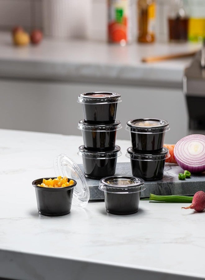 V4L Black Round Takeout Food Containers Food Storage Containers With Lids Freezer Safe | Meal Prep | Microwavable Dishwasher | Leakproof | BPA Free (100ml Pack of 50) - Image 4