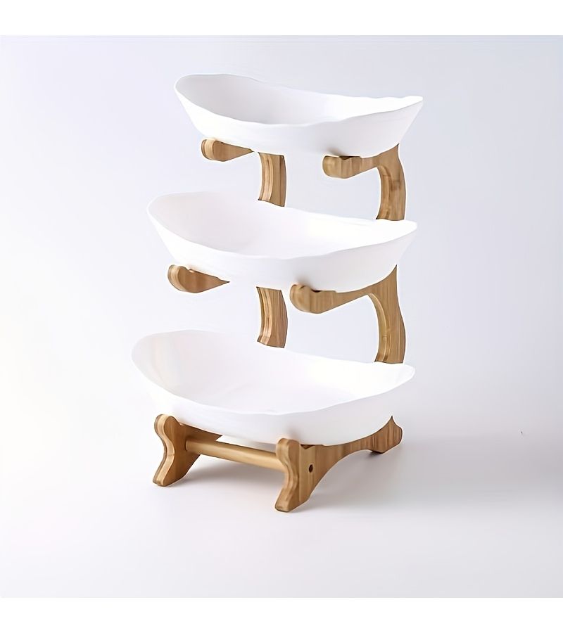 White Three Tier Fruit Vegetable Rack Countertop Storage Space Saving Kitchen Dining Table Organizer - Image 4