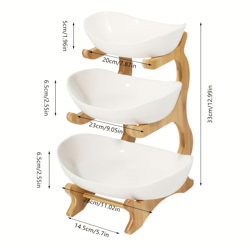 White Three Tier Fruit Vegetable Rack Countertop Storage Space Saving Kitchen Dining Table Organizer - Image 3