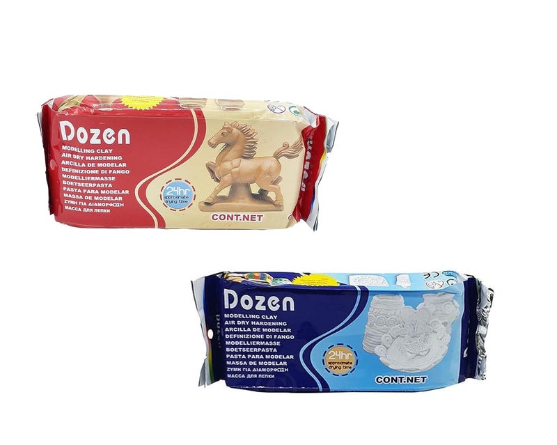 BestUBuy Dozen Modelling Air Dry Clay White and Terracotta AllPurpose Modeling Clay for Sculpting Hand Modeling and Throwing NonToxicHandicraft Making Gifts for Children 2 250 Gram