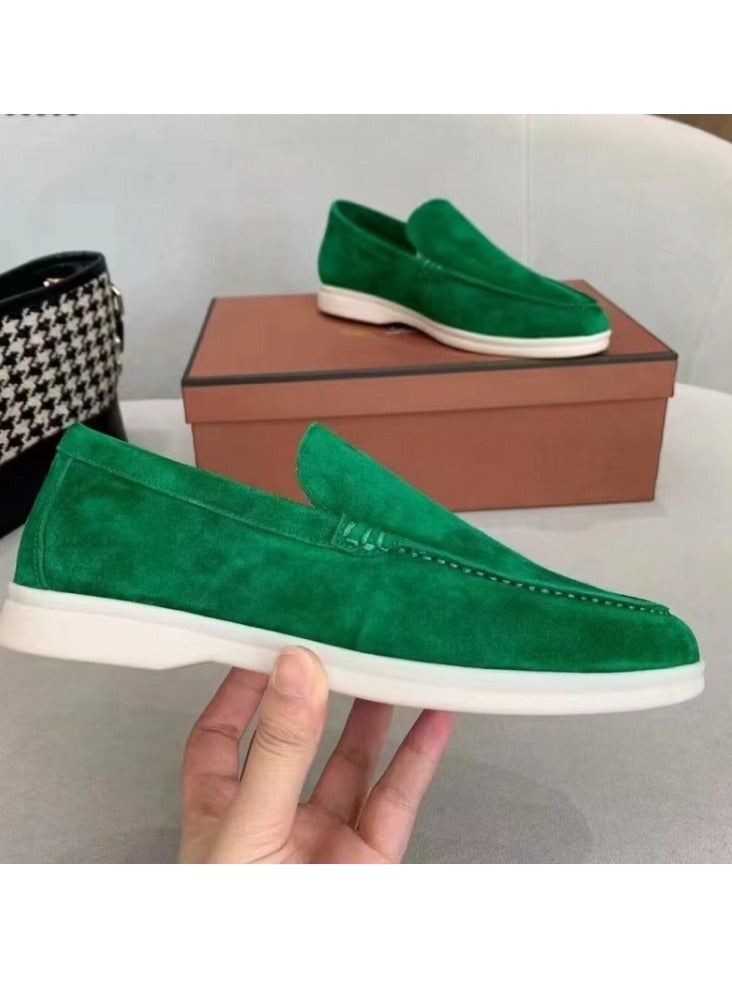 Loquat Men's Classic Loafers Slip-On Suede Shoes Lightweight And Breathable With Rubber Sole Stylish Loafers Green 