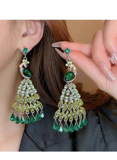 CIMIA Exotic style peacock earrings, stylish and delicate diamond-studded rhinestones.  - Image 1