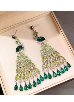 CIMIA Exotic style peacock earrings, stylish and delicate diamond-studded rhinestones.  - Image 3