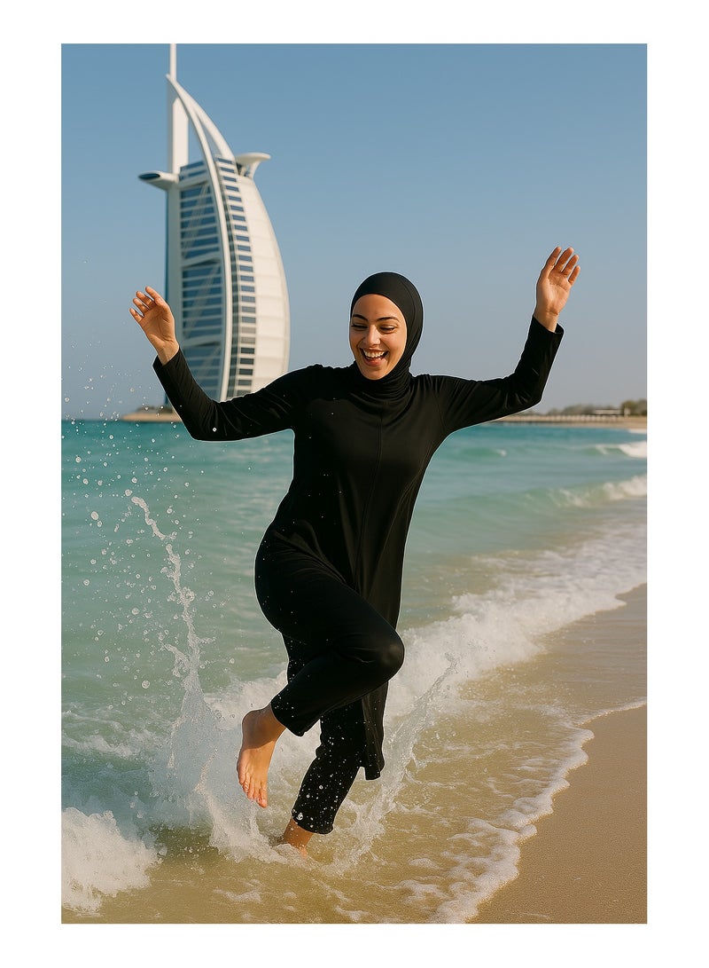 NENOUSH Nenoush Arab Muslim Swimsuit Women Front Full Zipper Slim Conservative Swimwear Full Cover for Beach Surf  - Image 5