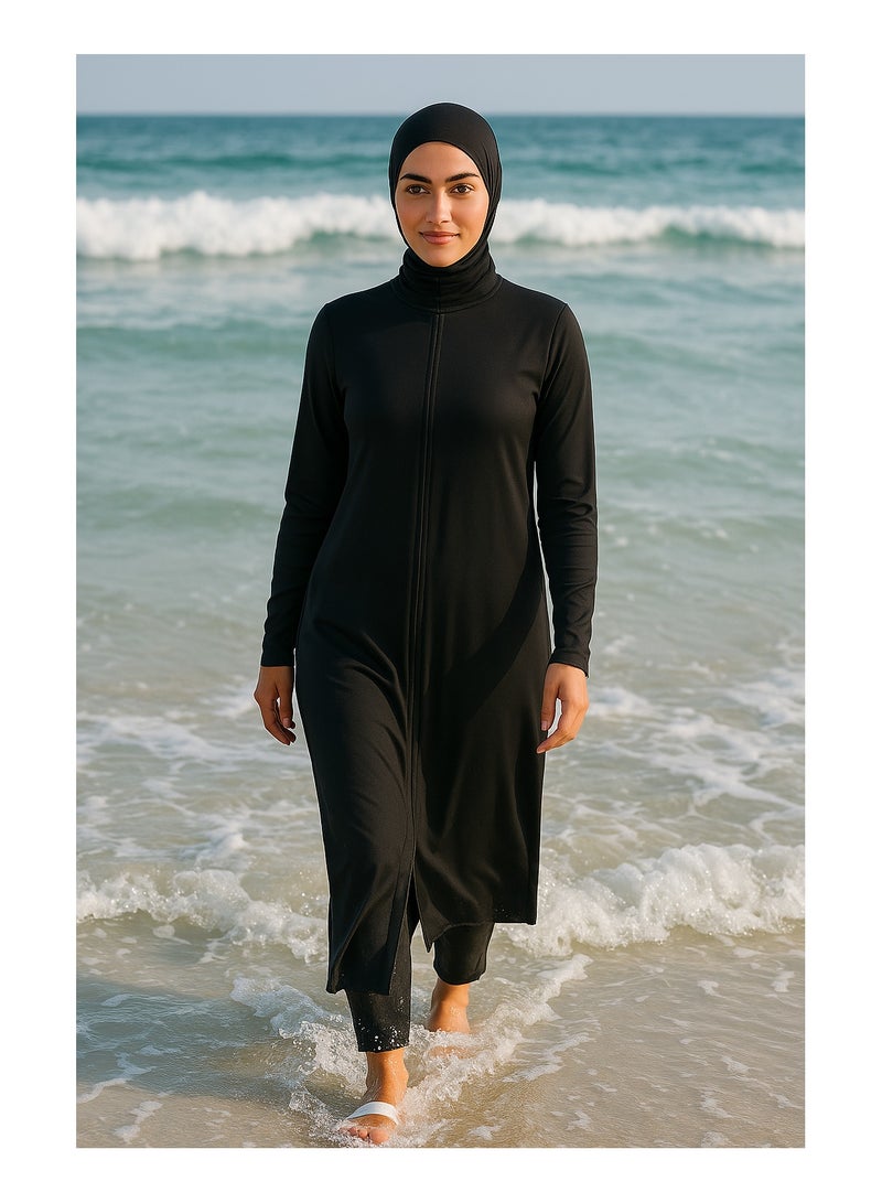 NENOUSH Nenoush Arab Muslim Swimsuit Women Front Full Zipper Slim Conservative Swimwear Full Cover for Beach Surf  - Image 2