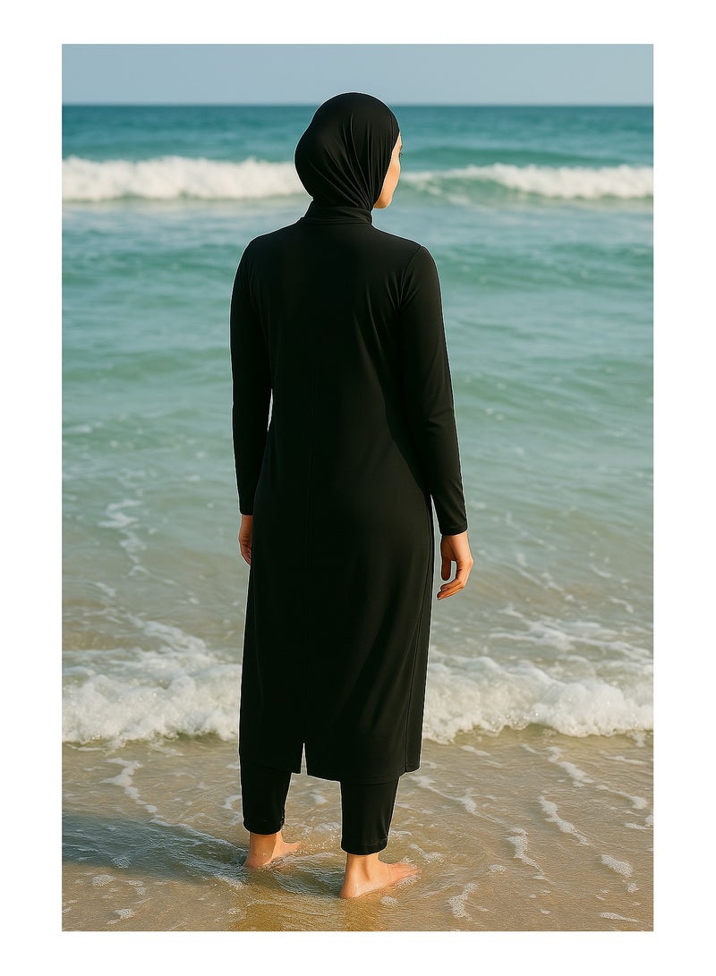 NENOUSH Nenoush Arab Muslim Swimsuit Women Front Full Zipper Slim Conservative Swimwear Full Cover for Beach Surf  - Image 3