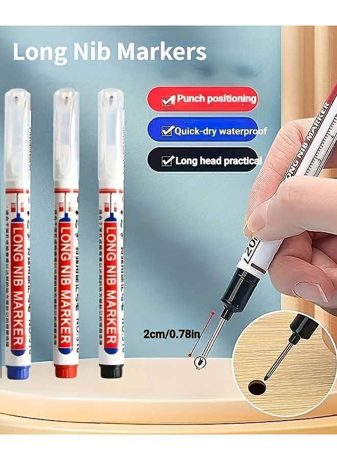 8 قطع مجموعة علامات نقطية طويلة متينة 4 ألوان أسود أحمر أزرق أبيض - Image 3