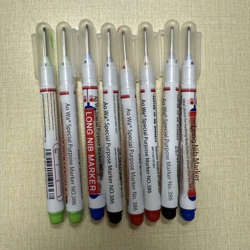 8 قطع مجموعة علامات نقطية طويلة متينة 4 ألوان أسود أحمر أزرق أبيض - Image 1