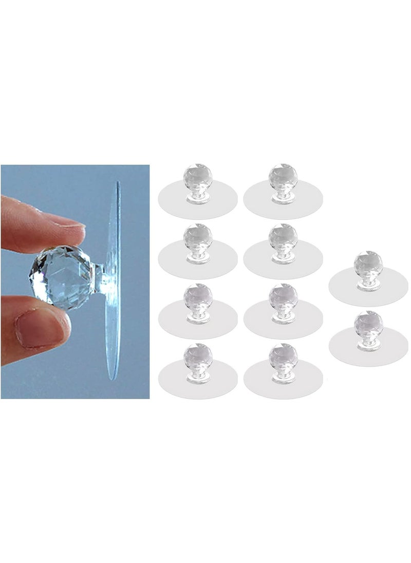 Navaliya Navaliya Strong Sticker Drill Free SelfStick Push Pull Helper Diamond Crystal Shaped Hook Clear Cabinet Drawer Knobs for WardrobeKitchenBathroom 10 Pcs 