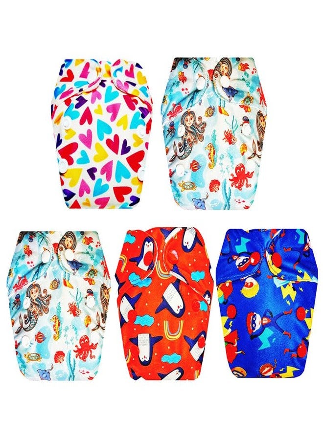 Dumbledo Premium Newborn Cloth Diaper with Integrated Soaker (Pack of 5) | Dry Feel and Comfortable | Reusable & Washable | Adjustable Snaps | All-Day Wear | 0 - 4 Months | Unisex Baby - Image 1