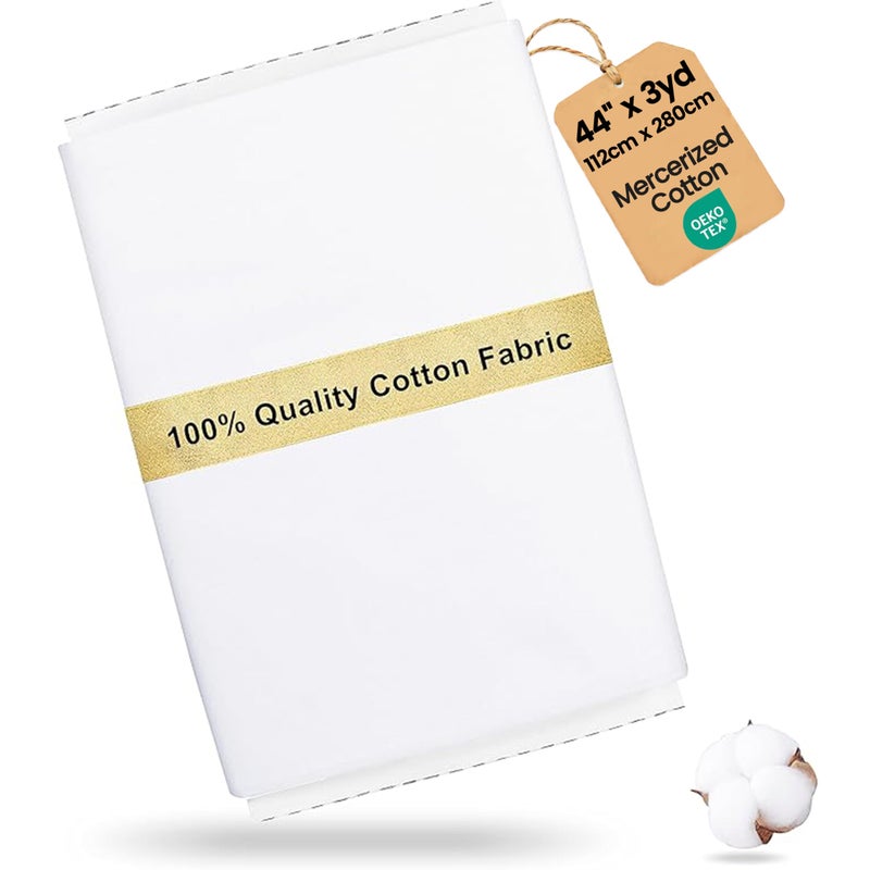 Craftido-19 Options-100% Cotton Fabric by The Yard in Solid Color 44â€Wide by 3yd (9 ft) -Medium Weight 5.2 oz-Soft Cotton for Quilting, Sewing, Crafts, Binding, Backing and Lining - White - Image 1