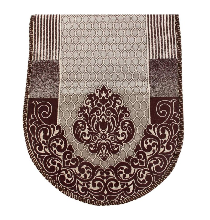 Nendle Cotton and Polyester Damask Design Concept 5 Seater Sofa Covers Set, Pack of 6, Standard, Brown - Image 3