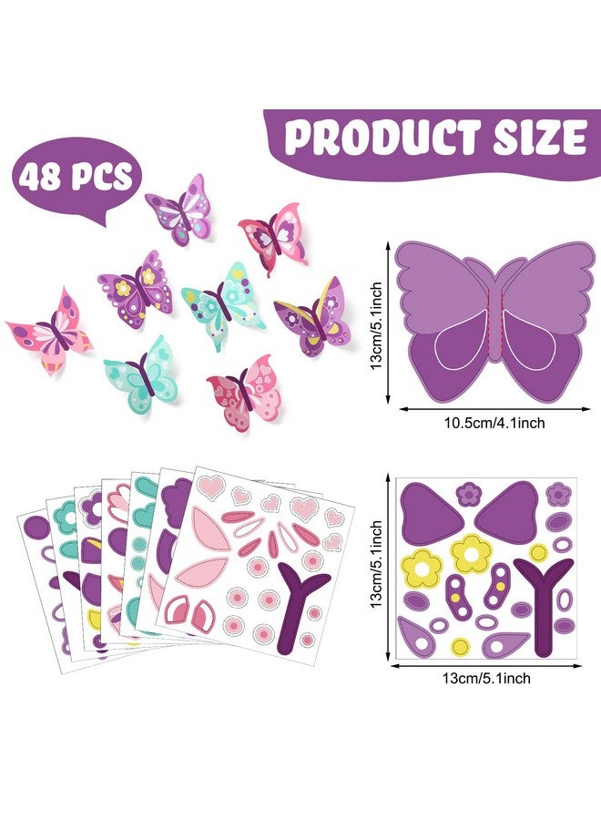 Tatuo 48 Pcs Spring Butterflies Craft Kits for Kids DIY Art Spring Make Your Own Butterflies Paper Craft Set Butterfly Birthday Party Supplies for Home Class Game Activities Art Project - Image 2