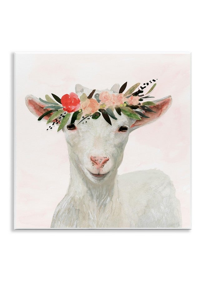 Stupell Industries The Stupell Home Décor Collection Springtime Flower Crown Baby Goat Wall Plaque Art, 12 x 12, Multi-Color - Image 1